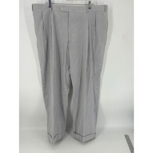 Haspel Men's Striped Cotton Dress Pants Pleated Cuffed 44W 32L‎